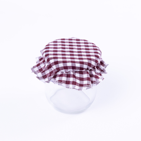 Jam Jar Fabric Covers, small checkered Damson color / 1 piece - Bimotif