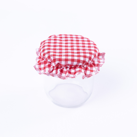 Jam Jar Fabric Covers, small square red / 6 pcs - Bimotif