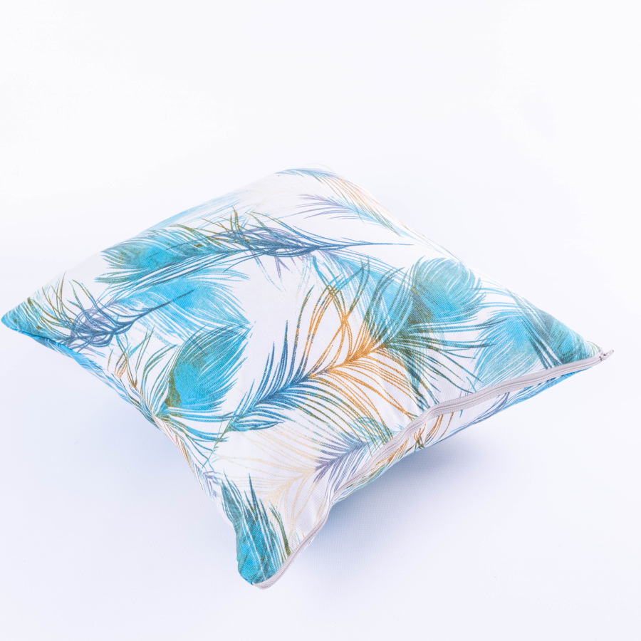 Duck fabric cushion cover with zip and mint leaf pattern 45x45 cm - 1