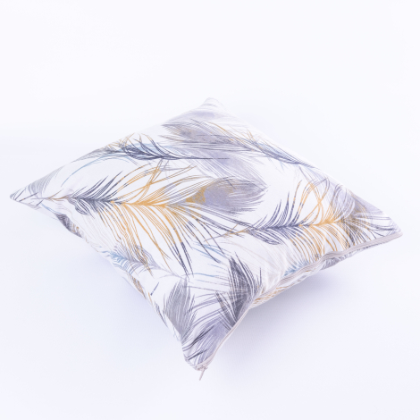 Duck fabric zipped grey leaf patterned cushion cover 45x45 cm - Bimotif