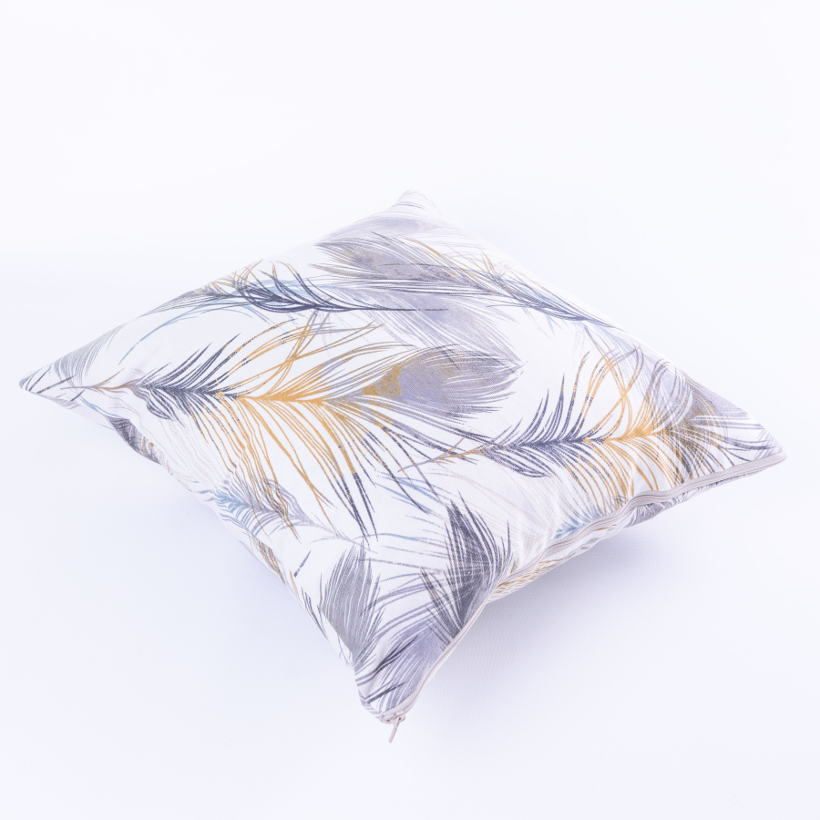 Duck fabric zipped grey leaf patterned cushion cover 45x45 cm - 1