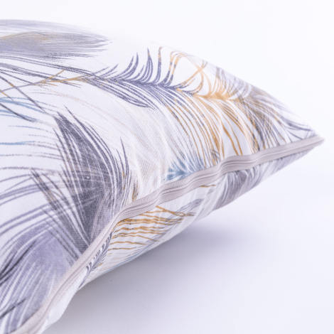Duck fabric zipped grey leaf patterned cushion cover 45x45 cm - Bimotif (1)