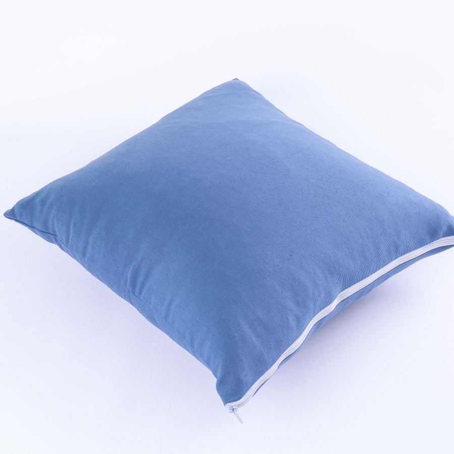 Duck fabric blue cushion cover with zip 45x45 cm - 1