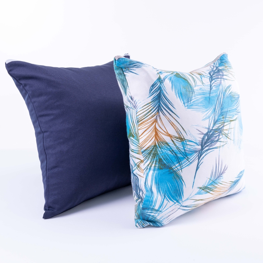 Mint leaf pattern 2 pcs cushion cover set with zip fastener, 45x45 cm / 2 pcs - 1