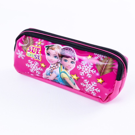 Sue and Se pencil case with pink zip fastener - Bimotif