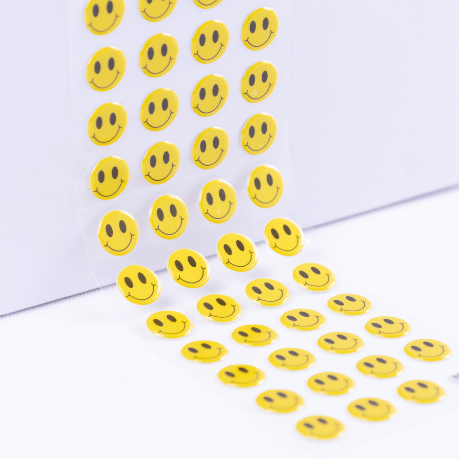 Embossed yellow Smiley adhesive sticker / 2 sheets - 1