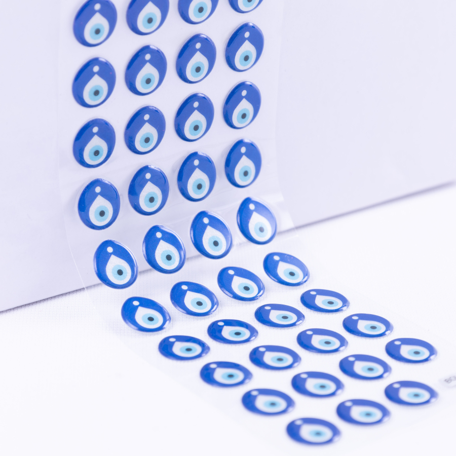Embossed blue evil eye adhesive sticker / 2 sheets - 1