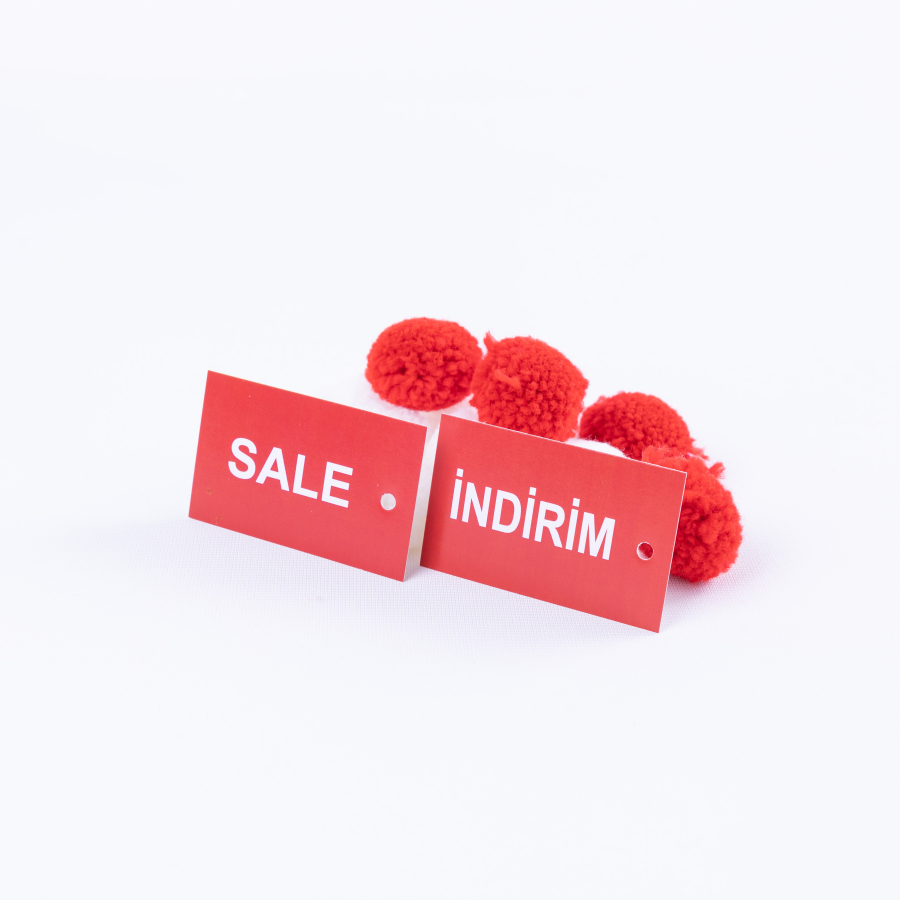 Discount, Sale themed, 2 pcs perforated, red card set, 4 x 6 cm / 25 pcs - 1