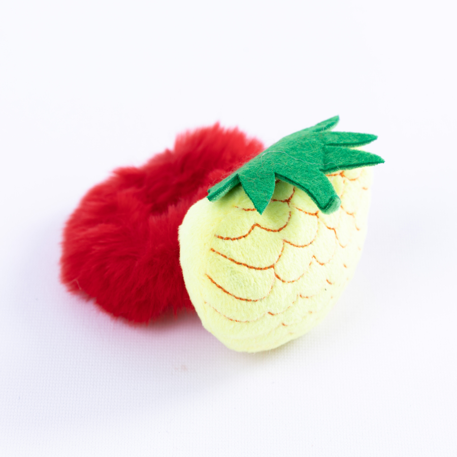 Fruit shaped scrunchies, neon pineapple / 3 pcs - 1