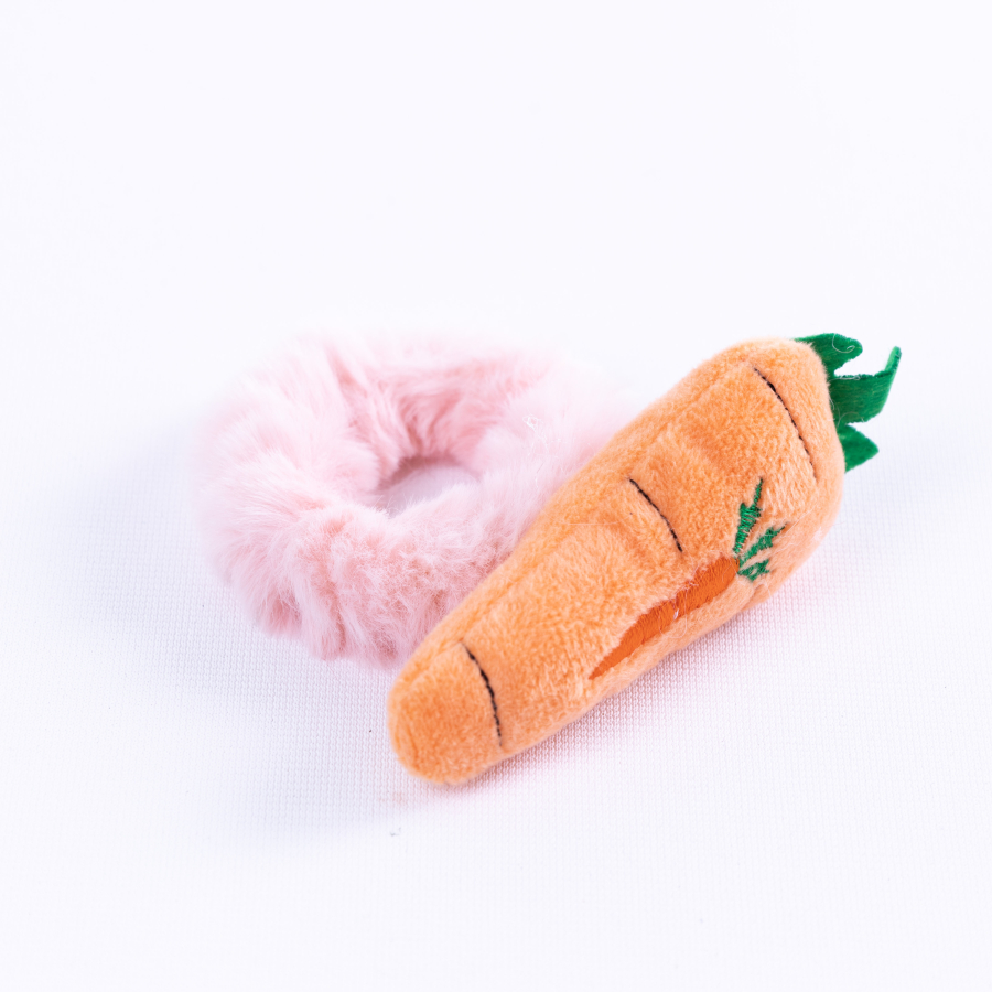 Fruit shaped hair elastic, carrot / 3 pcs - 1