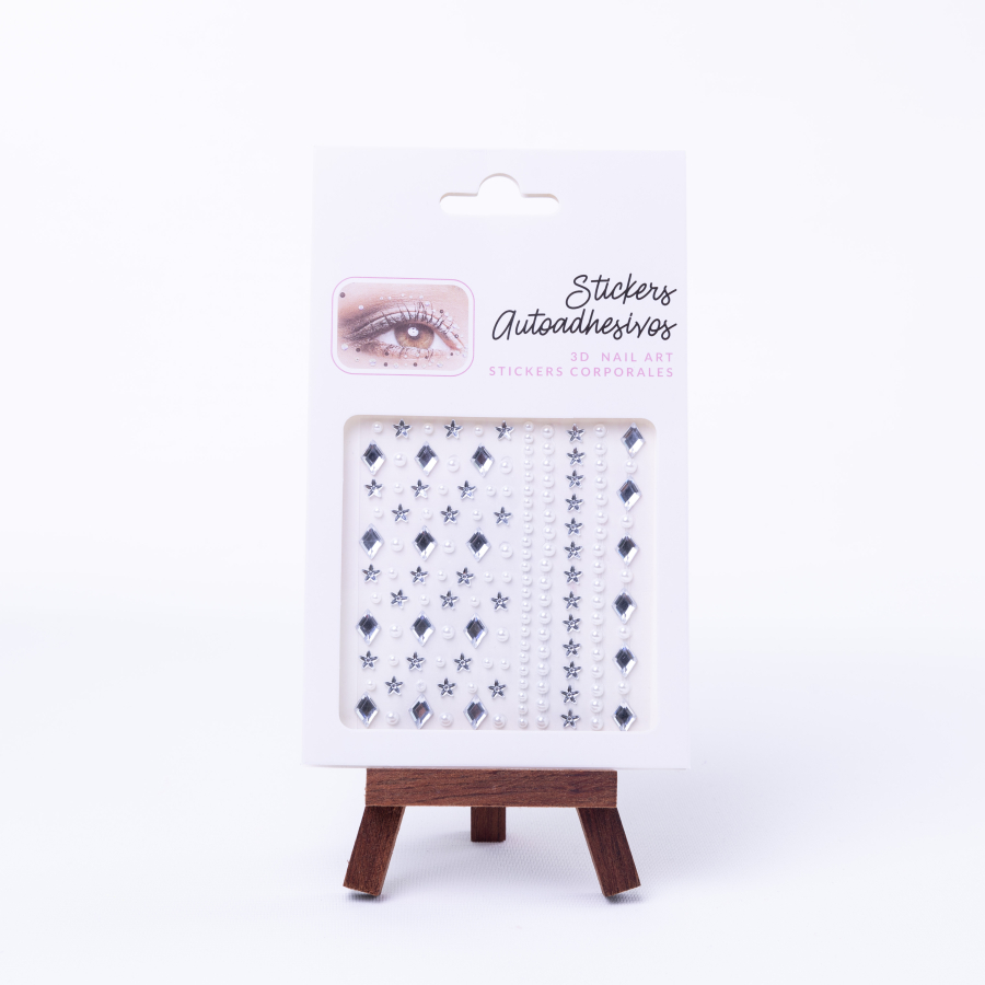 Mixed face and body sticker with water drop, star, pearl / make-up stone / 1 box - 1