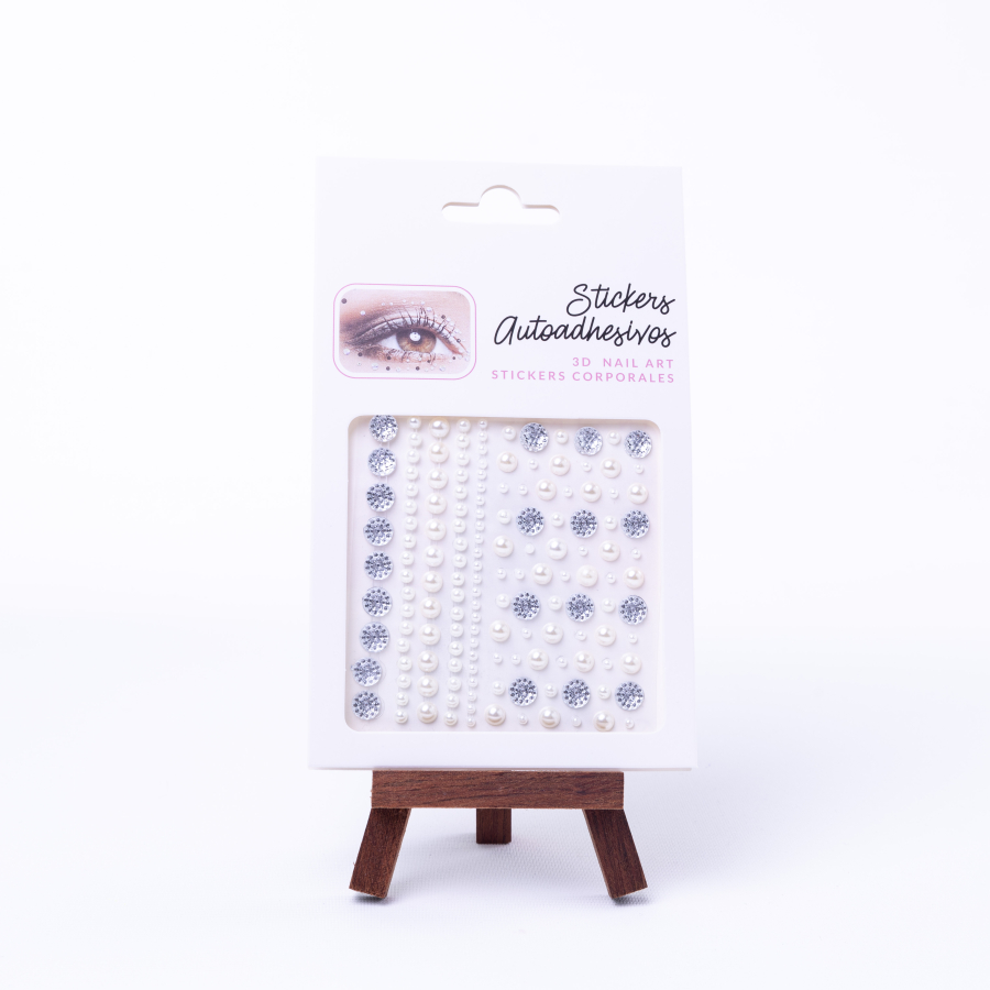 Different size face and body sticker with shape and pearls / make-up stone / 3 boxes - 1