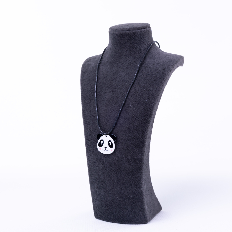 Panda necklace with artificial leather string - 1