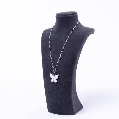 White butterfly necklace with silver plated chain - Bimotif