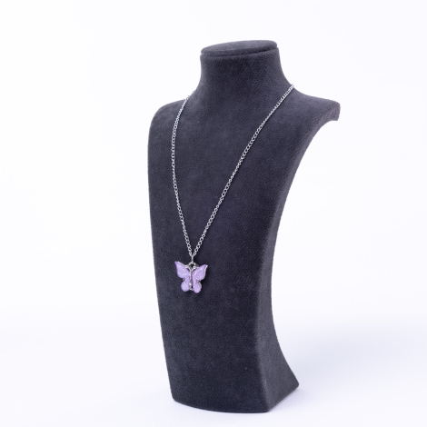 Purple butterfly necklace with silver plated chain - Bimotif