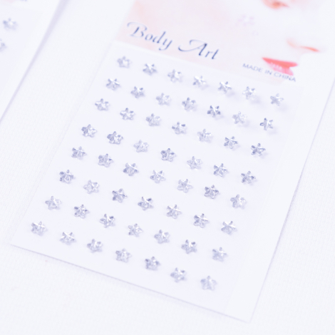 Vintage star-shaped crystal face and body sticker / adhesive make-up sticker, 1 mm / 112 pcs - Bimotif