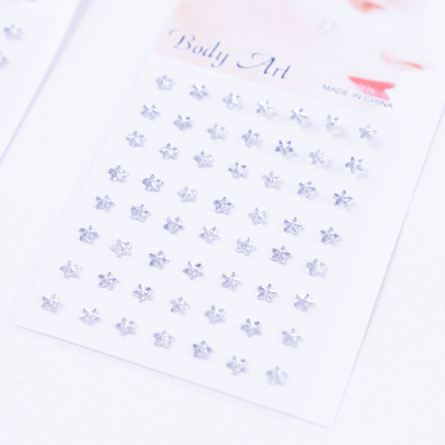 Vintage star-shaped crystal face and body sticker / adhesive make-up sticker, 1 mm / 112 pcs - 1