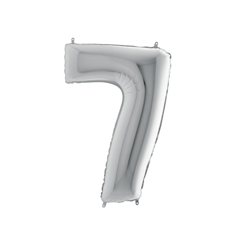 Number foil balloon 40inc, Silver, number 7 / 1 piece - Bimotif