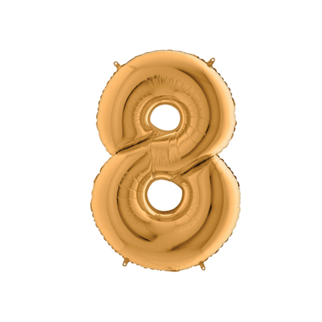 Number foil balloon 40inc, Gold, number 8 / 1pc - Bimotif
