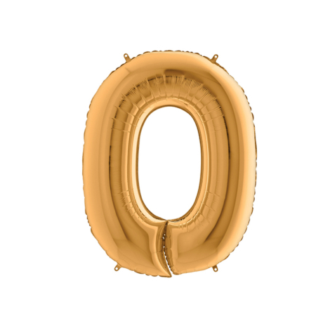 Number foil balloon 40inc, Gold, number 0 / 1pc - Bimotif