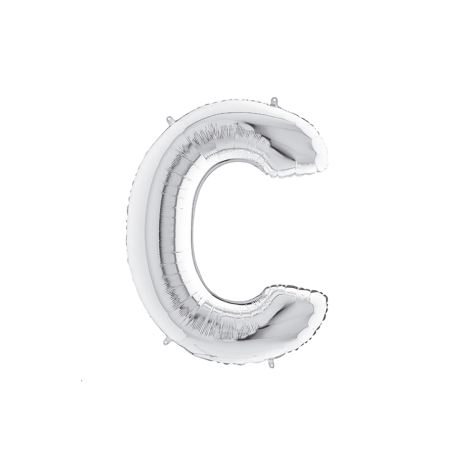 Silver foil balloon in the shape of the letter C 40inc / 1 piece - 1