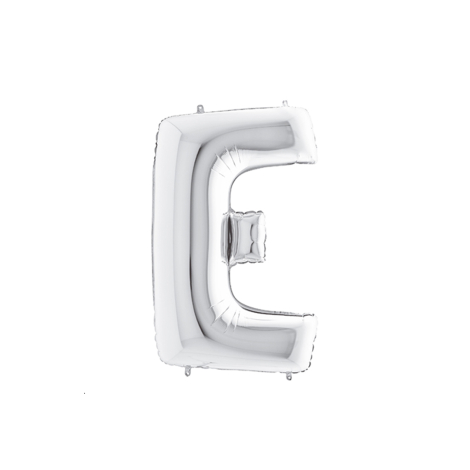Silver foil balloon in the shape of the letter E 40inc / 1 piece - Bimotif