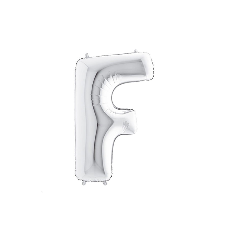Silver foil balloon in the shape of the letter F 40inc / 1 piece - 1