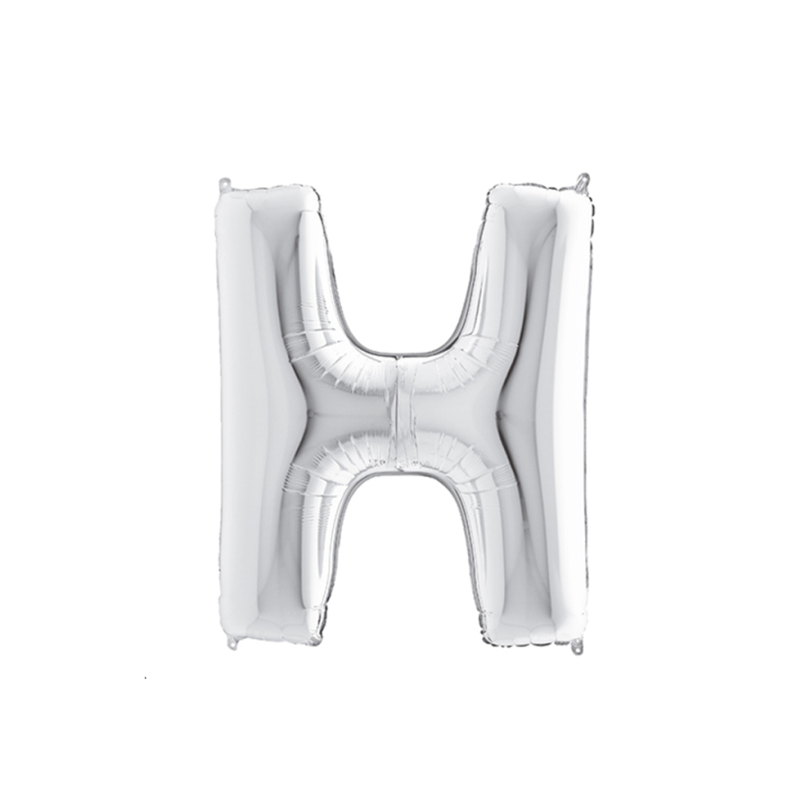 Silver foil balloon in the shape of the letter H 40inc / 1 piece - 1
