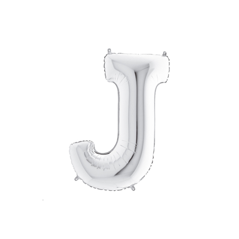 Silver foil balloon in the shape of the letter J 40inc / 1 piece - Bimotif