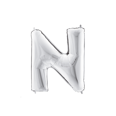 Silver foil balloon in the shape of the letter N 40inc / 1 piece - Bimotif
