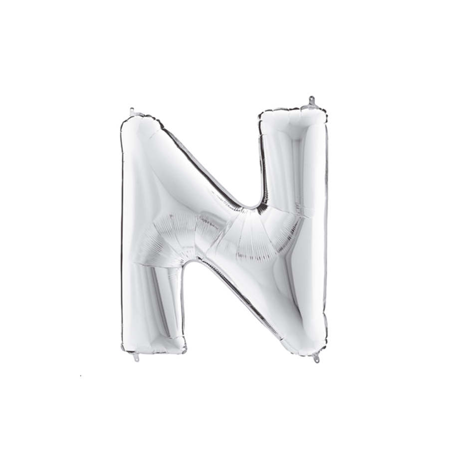 Silver foil balloon in the shape of the letter N 40inc / 1 piece - 1