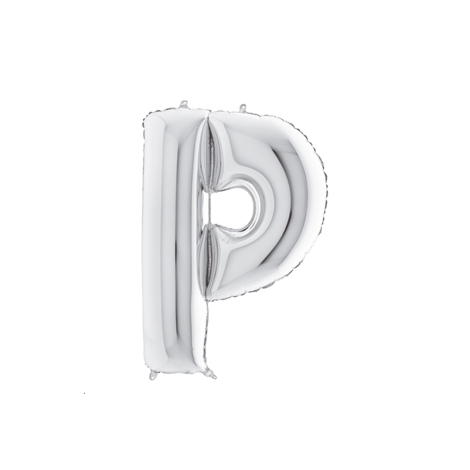 Silver foil balloon in the shape of the letter P 40inc / 1 piece - Bimotif
