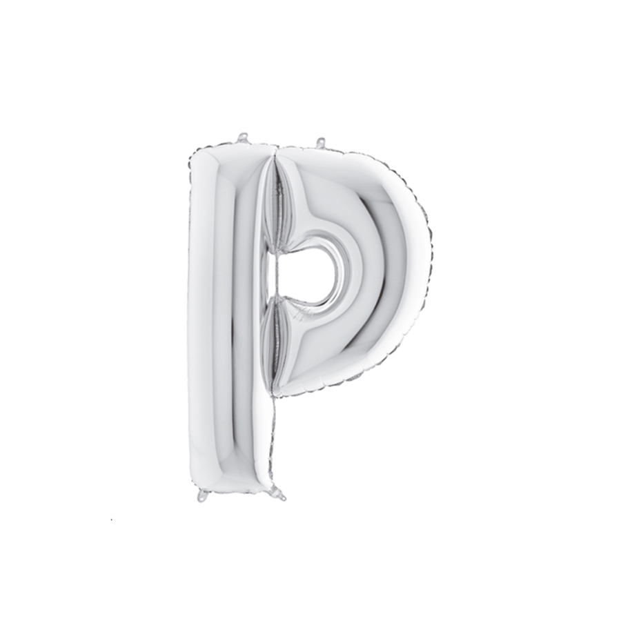 Silver foil balloon in the shape of the letter P 40inc / 1 piece - 1