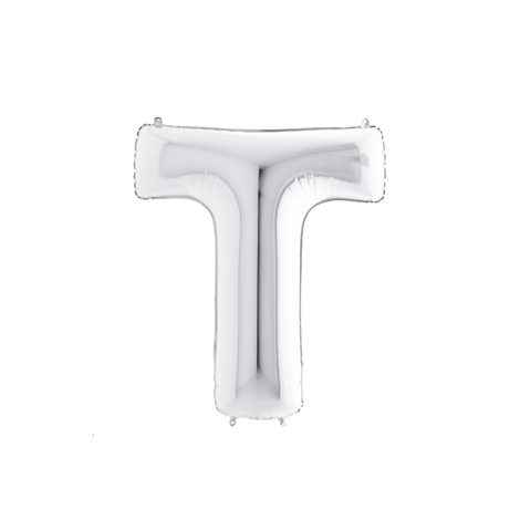 Silver foil balloon in the shape of the letter T 40inc / 1 piece - Bimotif