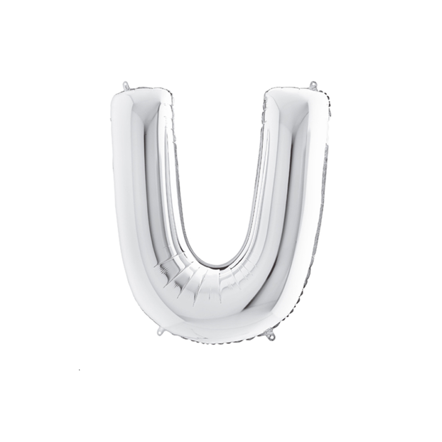 Silver foil balloon in the shape of the letter U 40inc / 1 piece - 1