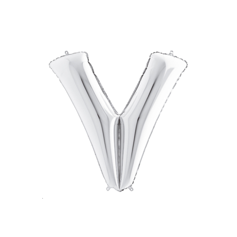 Silver foil balloon in the shape of the letter V 40inc / 1 piece - Bimotif