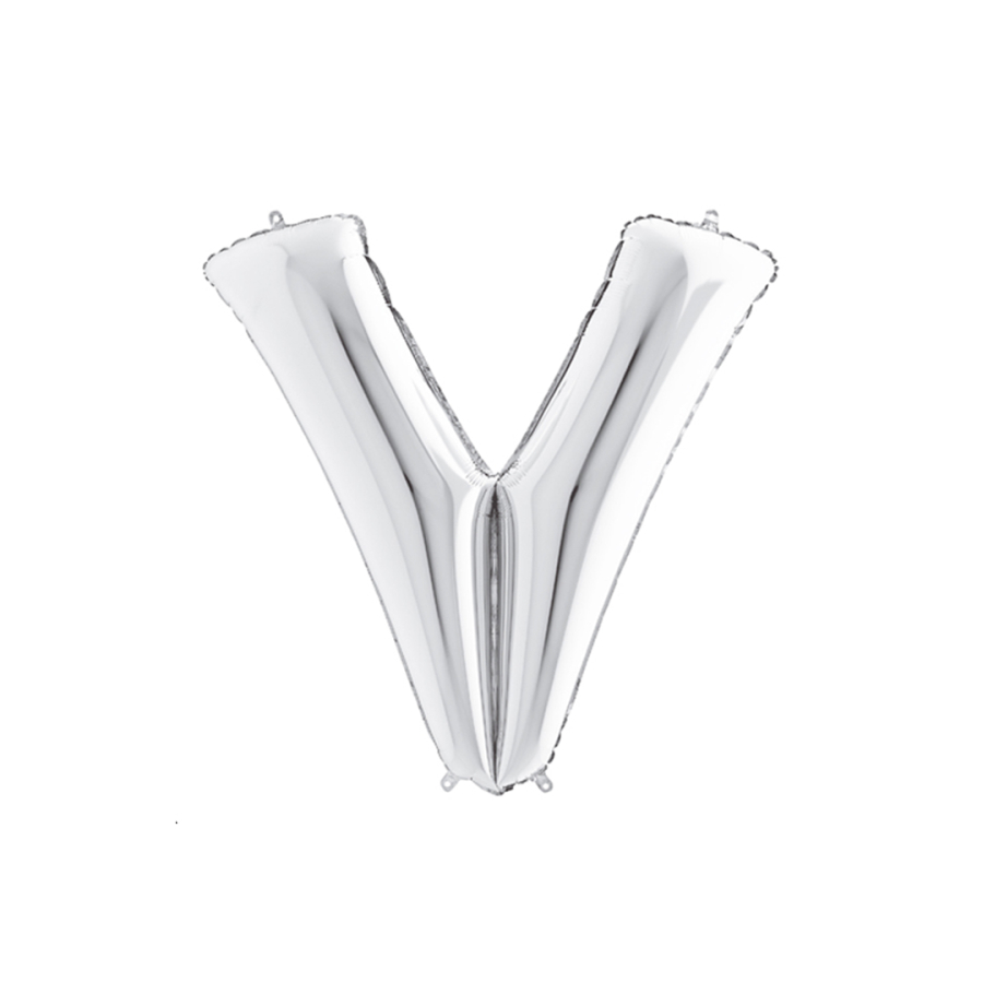 Silver foil balloon in the shape of the letter V 40inc / 1 piece - 1