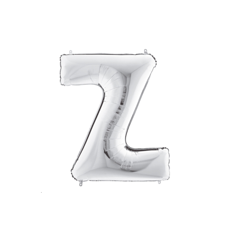 Silver foil balloon in the shape of the letter Z 40inc / 1 piece - Bimotif