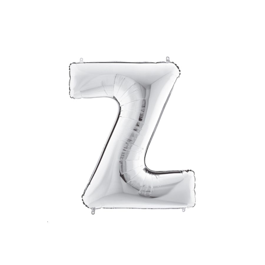 Silver foil balloon in the shape of the letter Z 40inc / 1 piece - 1