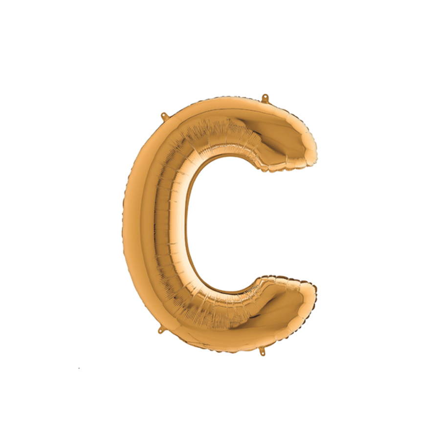 Foil balloon with letter, shiny gold colour, 102cm / Letter C / 1 piece - 1