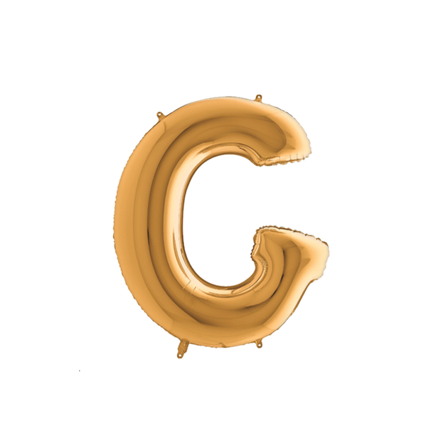 Foil balloon with letter, shiny gold colour, 102cm / Letter G / 1 piece - 1