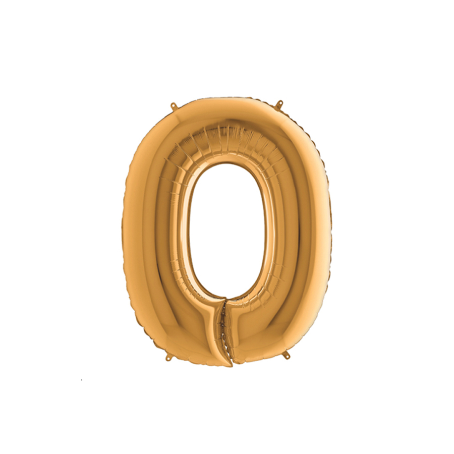 Foil balloon with letter, shiny gold colour, 102cm / Letter O / 1 piece - 1