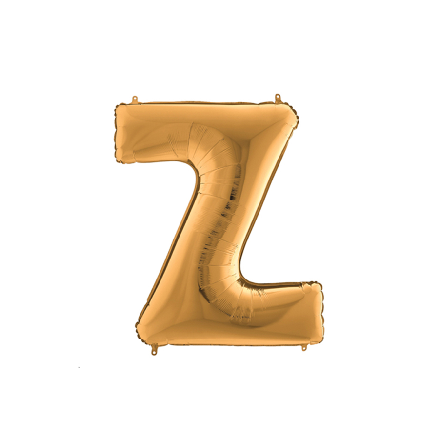 Foil balloon with letter, shiny gold colour, 102cm / Letter Z / 1 piece - 1