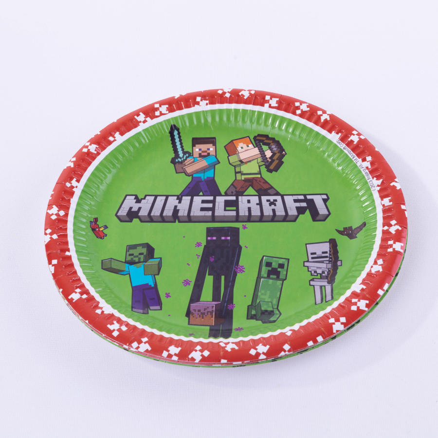 Minecraft themed cardboard plate, 23cm / 4 pcs - 1