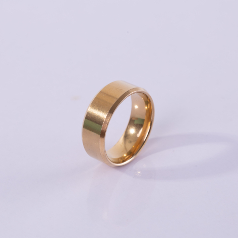 Yellow steel ring, size 17, Thick / 1 piece - Bimotif