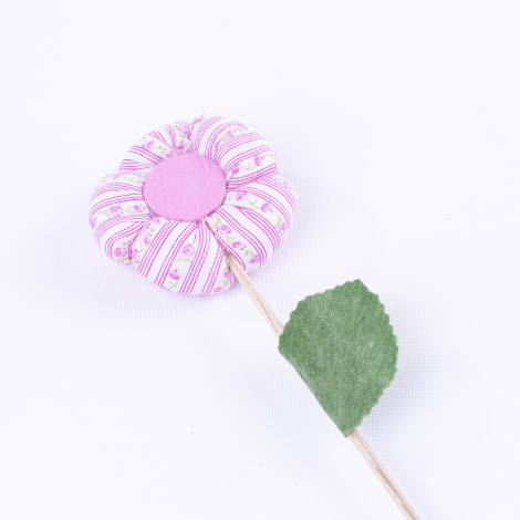 Chamomile-shaped stick decorative ornaments, line and flower pattern, pink / 3 pcs - Bimotif