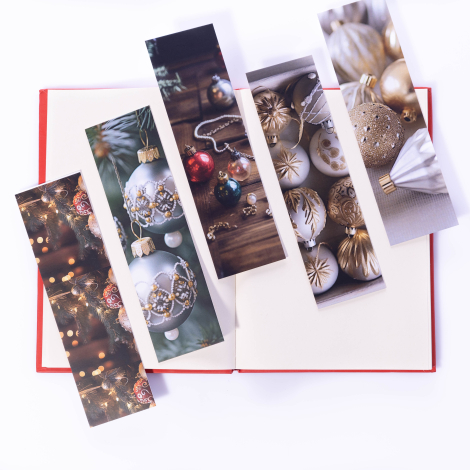 Mixed Christmas tree ornaments themed 5 pcs bookmark set / 1 piece - Bimotif