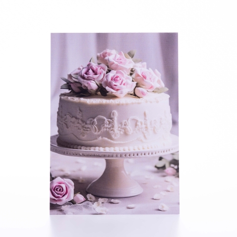 Wedding and invitation card, note can be written on the back, invitation cake with roses, 12x17 cm / 25 pcs - Bimotif