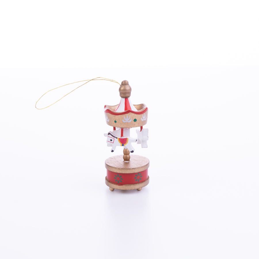 Christmas ornament carousel, 8.5 cm, Red and Bronze / 3 pcs - 1