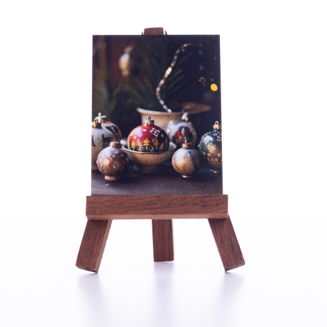 Christmas note and greeting card, mixed colour Christmas balls 6.5 x 8.5 cm / 10 pcs - Bimotif